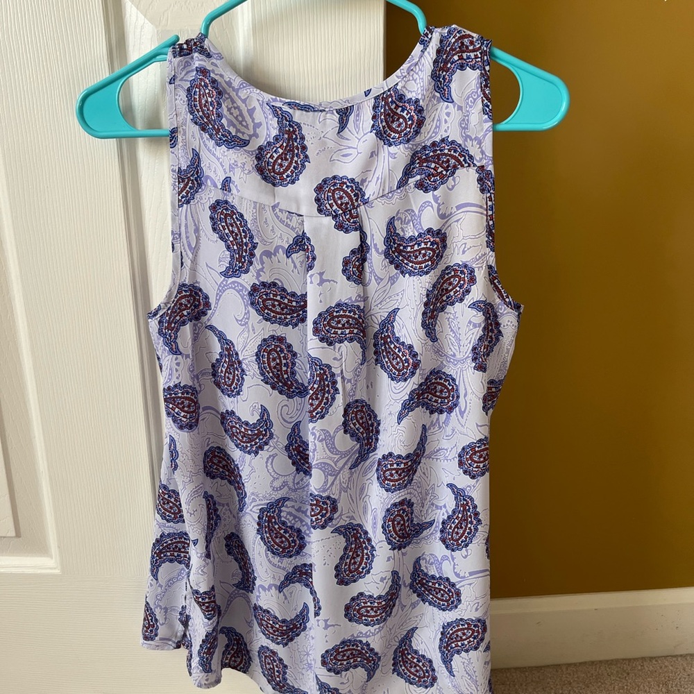 Skies Are Blue Paisley Top in Blue and Red
